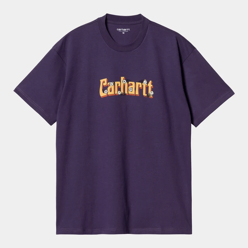 Carhartt WIP Kurzärmliges Bio-T-Shirt „Spin Script“ für Herren – Cassis