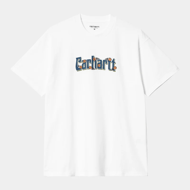Carhartt WIP Herren Spin Script Kurzarm-Bio-T-Shirt – Weiß