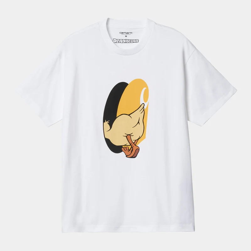 Carhartt WIP Deadkebab Knock Knock Kurzarm-Bio-T-Shirt für Herren – Weiß