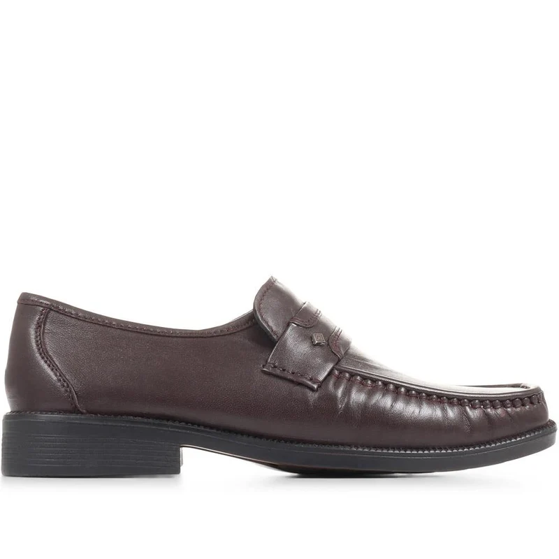 Wide Fit Classic Leather Loafers - NAP35027 / 322 486 - Burgundy