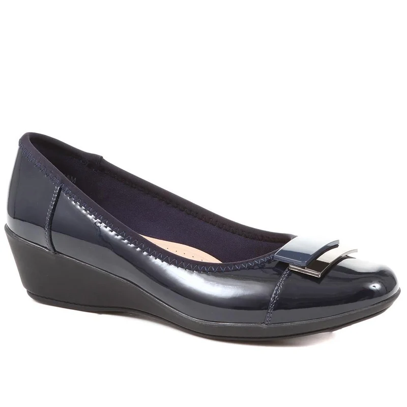 Cushioned Ballet Pumps - MAIN37003 / 323 270 - Navy Patent