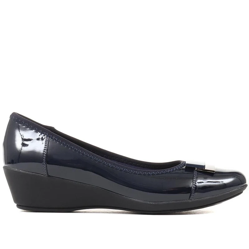 Cushioned Ballet Pumps - MAIN37003 / 323 270 - Navy Patent