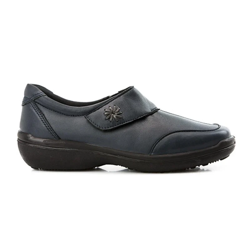 Wide Fit Leather One-Touch-Fasten Monk Shoes - RAJA2305 / 307 957 - Navy