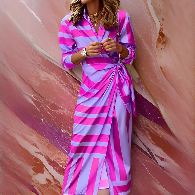 Emily - Stilvolles und Elegantes Kleid mit Streifen