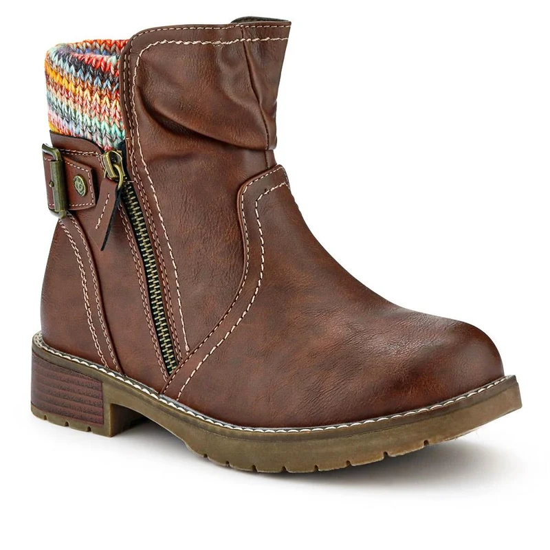 Extra-Wide Knitted Cuff Boots - BELLINI / 326 750 - Brown