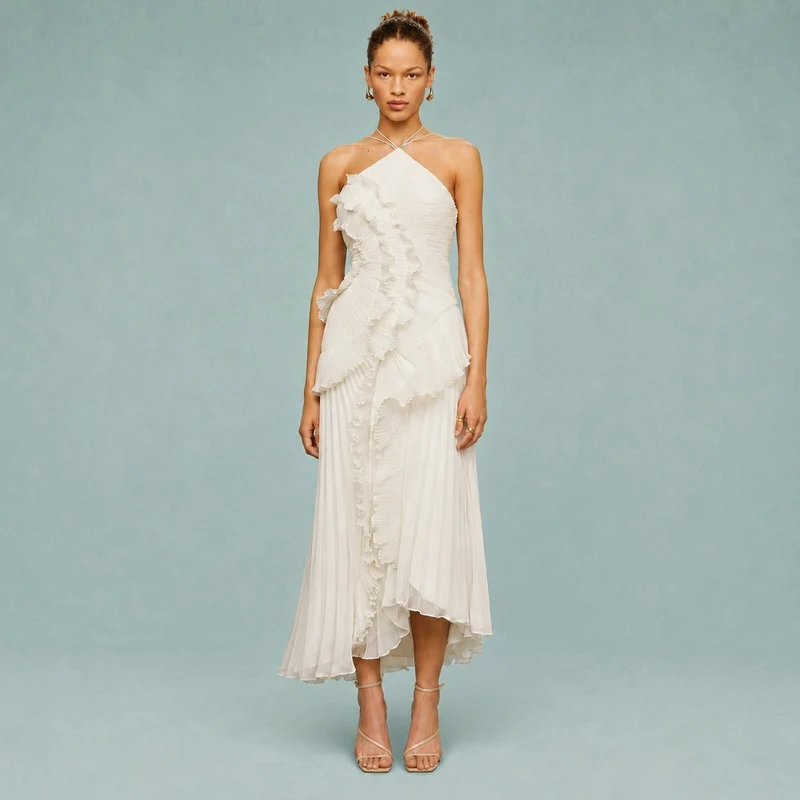 Roxan - Einfaches Ein-Schulter-Maxikleid