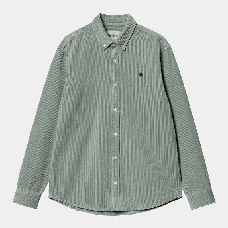 Carhartt WIP Herren Madison Langarmhemd – Glassy Teal