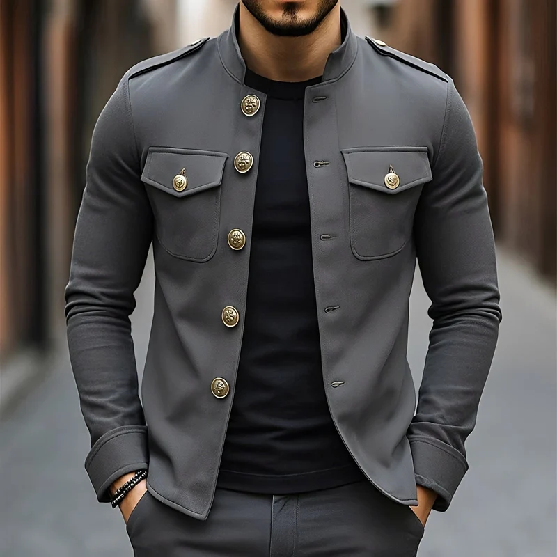 Leighton - Lässige Klassische Knopfjacke