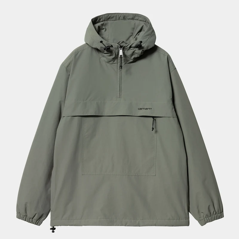 Carhartt WIP Herren-Windbreaker-Pulloverjacke – Rauchgrün