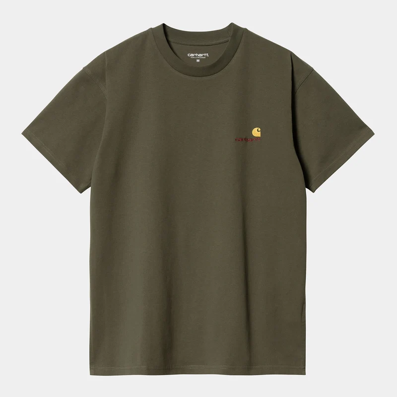 Carhartt WIP Herren Kurzarm American Script T-Shirt - Pflanze