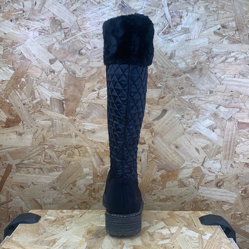 Rieker Modischer gesteppter hoher Damenstiefel – Schwarz