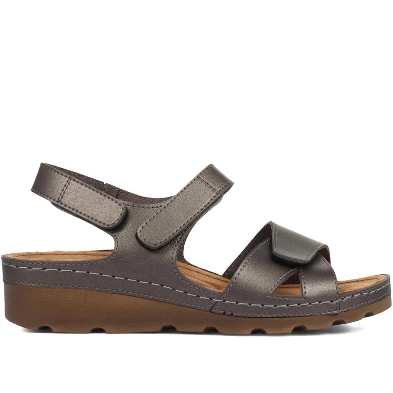 Adjustable Cushioned Sandals - SERAY33011 / 320 083 - Pewter