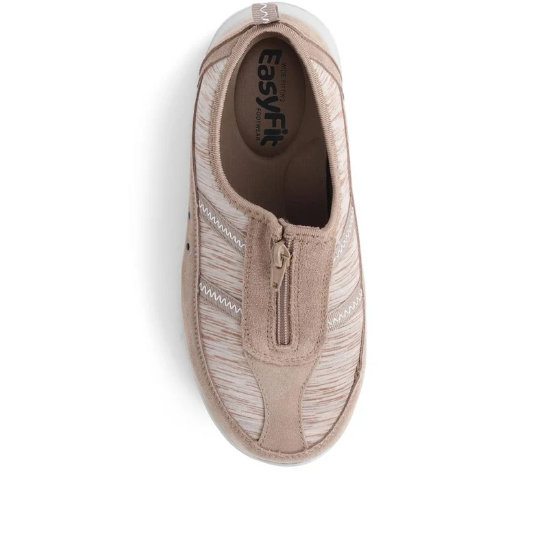 Extra-Wide Fit Memory Foam Trainers - ELANA / 324 089 - Taupe Multi