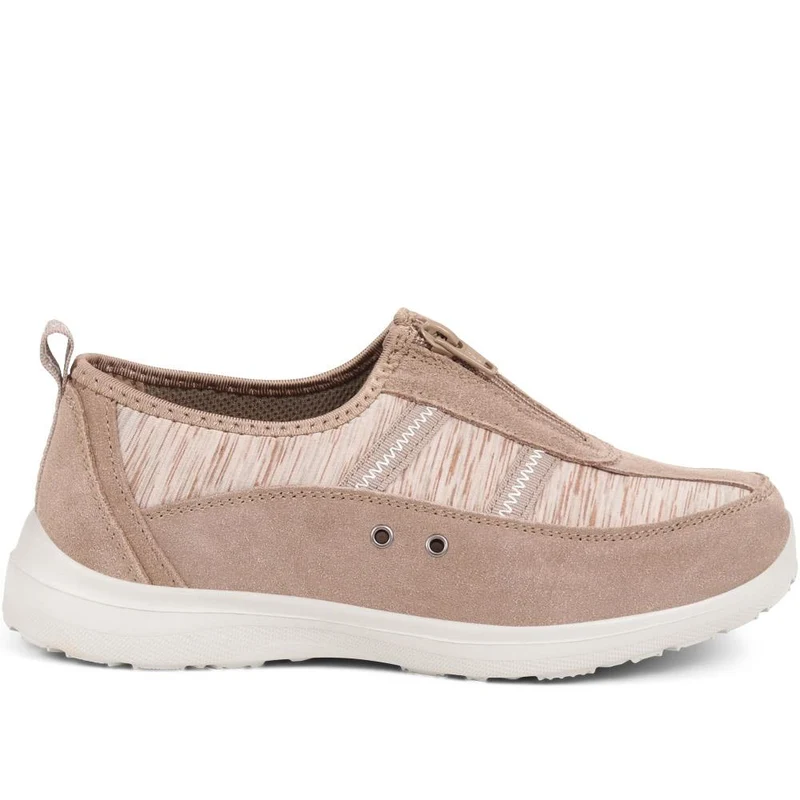Extra-Wide Fit Memory Foam Trainers - ELANA / 324 089 - Taupe Multi