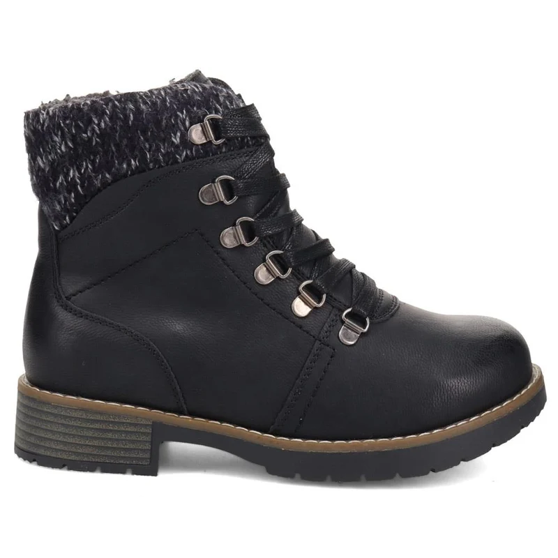 Extra Wide Padded Cuff Ankle Boots - AUDREEN / 326 597 - Black