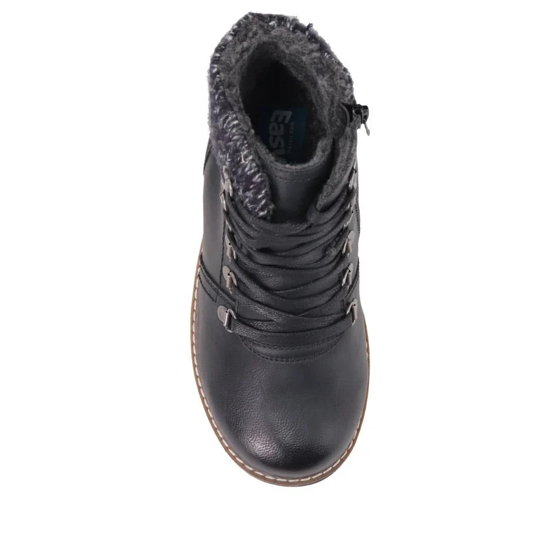 Extra Wide Padded Cuff Ankle Boots - AUDREEN / 326 597 - Black