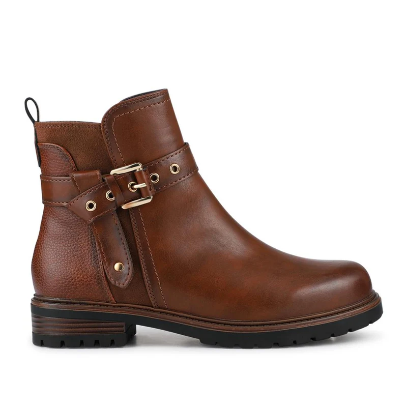 Buckle-Detail Ankle Boots - WOIL40003 / 326 127 - Tan