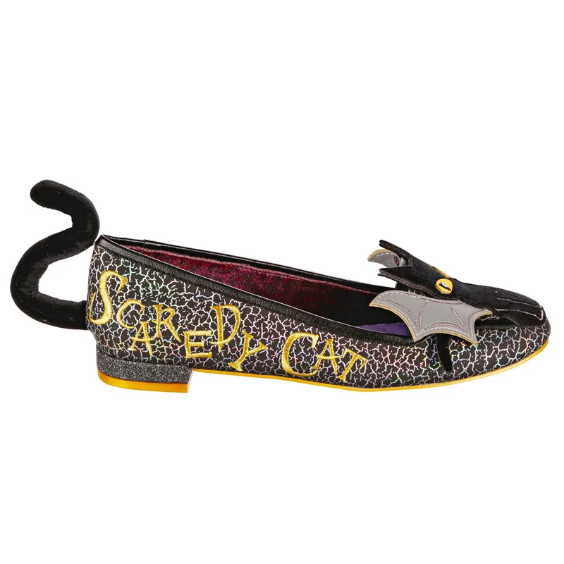 Irregular Choice Halloween Scaredy Cat Flats für Damen – Schwarz