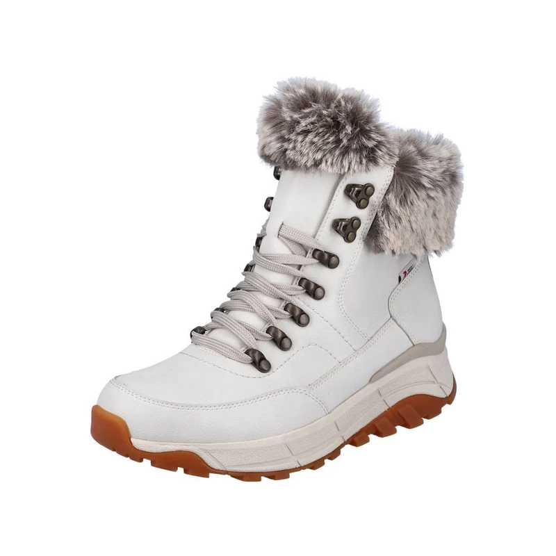 Rieker Damen R-Tex Wolle gefütterte Thermo-Leder-Modestiefel – Weiß