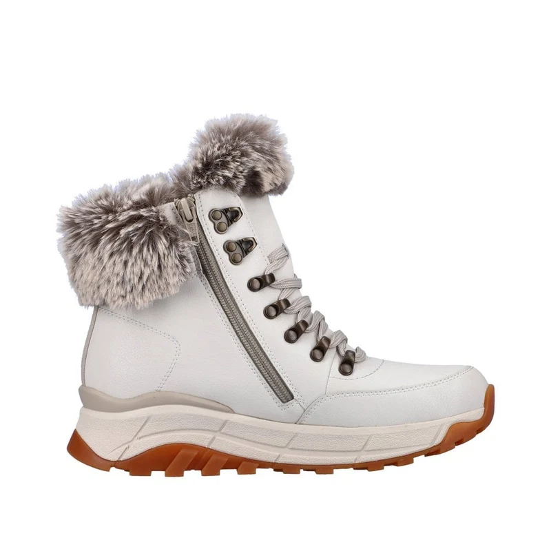 Rieker Damen R-Tex Wolle gefütterte Thermo-Leder-Modestiefel – Weiß