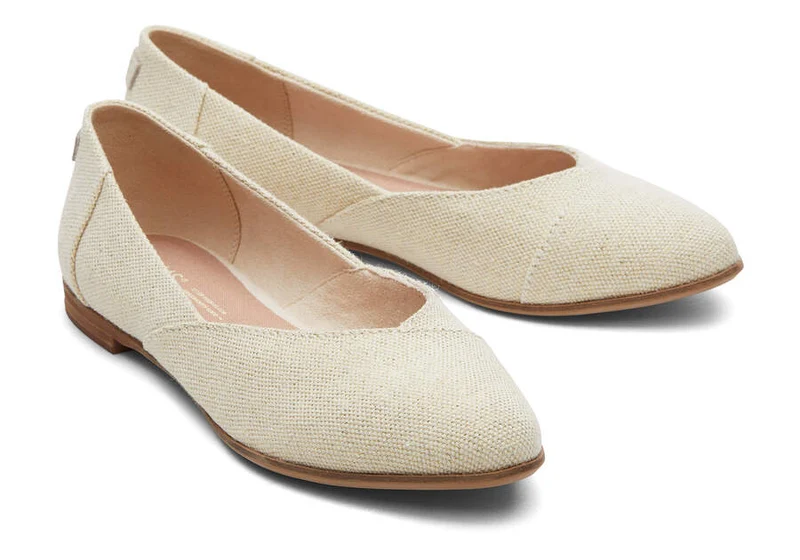 TOMS Flache Damenschuhe aus Juttineat-Leder – Naturmetallic
