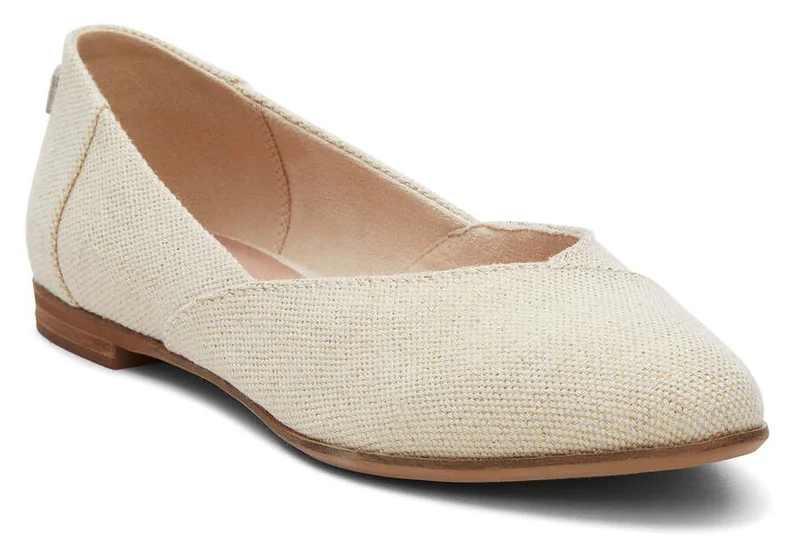 TOMS Flache Damenschuhe aus Juttineat-Leder – Naturmetallic