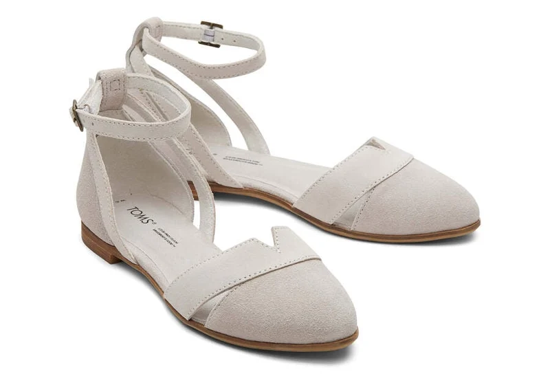 TOMS Damen Juliannah Wildleder-Flat - Kieselgrau