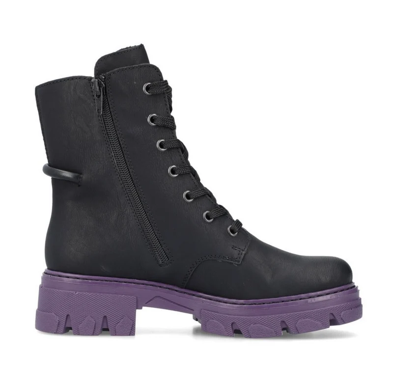Rieker Modischer Militärstiefel für Damen – Schwarz