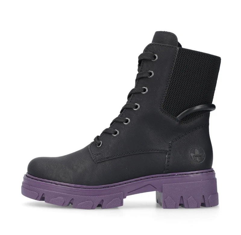 Rieker Modischer Militärstiefel für Damen – Schwarz