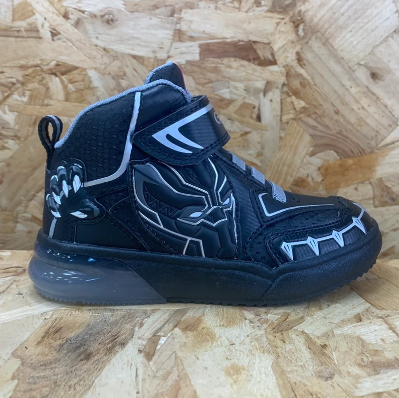 Geox Kinder Marvel Black Panther Light Up High-Top-Sneaker – Schwarz / Silber