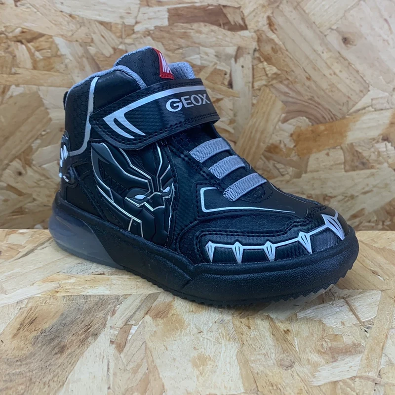 Geox Kinder Marvel Black Panther Light Up High-Top-Sneaker – Schwarz / Silber