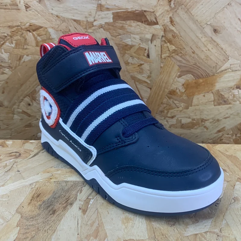 Geox Kinder Marvel Captain America High-Top-Trainer – Marineblau/Rot