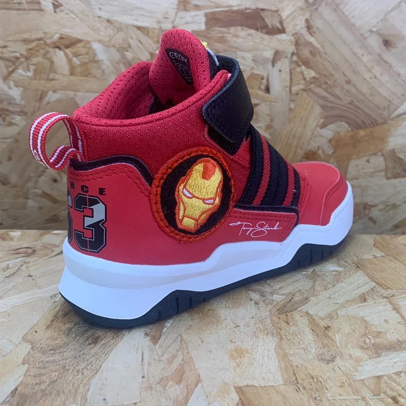 Geox Kinder Marvel Iron Man High-Top-Sneaker – Rot/Schwarz