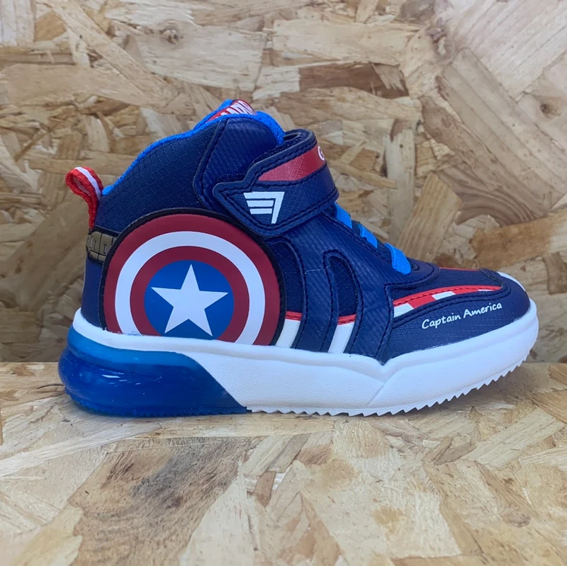 Geox Kinder Marvel Captain America Light Up High-Top-Trainer – Marineblau/Rot