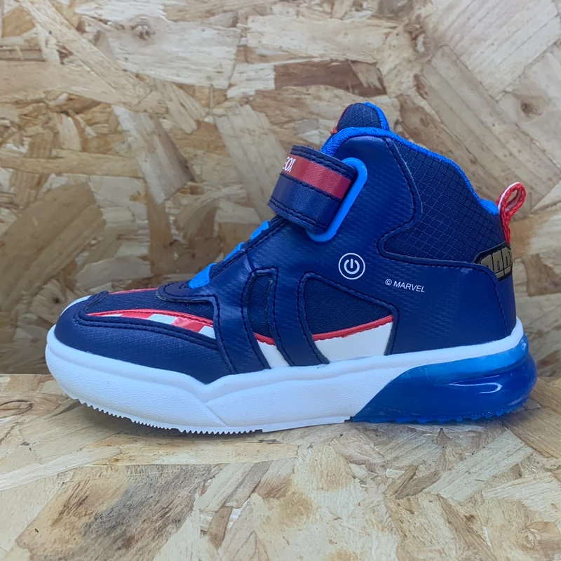 Geox Kinder Marvel Captain America Light Up High-Top-Trainer – Marineblau/Rot
