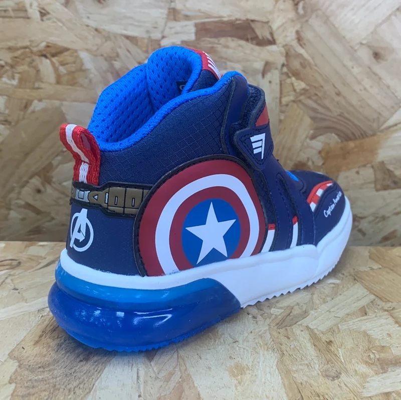Geox Kinder Marvel Captain America Light Up High-Top-Trainer – Marineblau/Rot