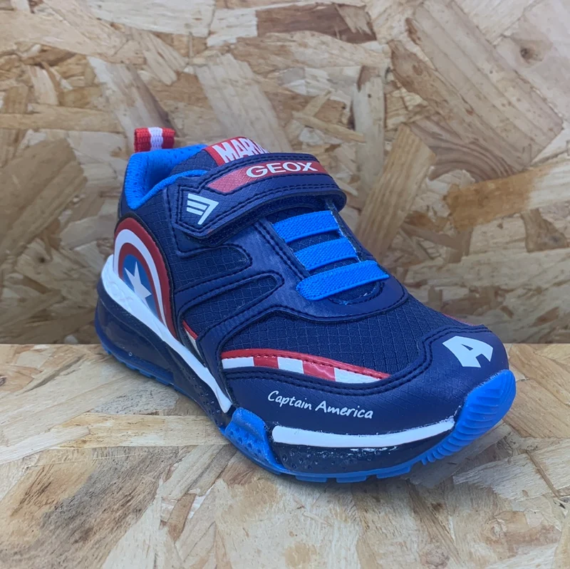 Geox Kinder Marvel Captain America Light Up Trainer – Marineblau / Rot