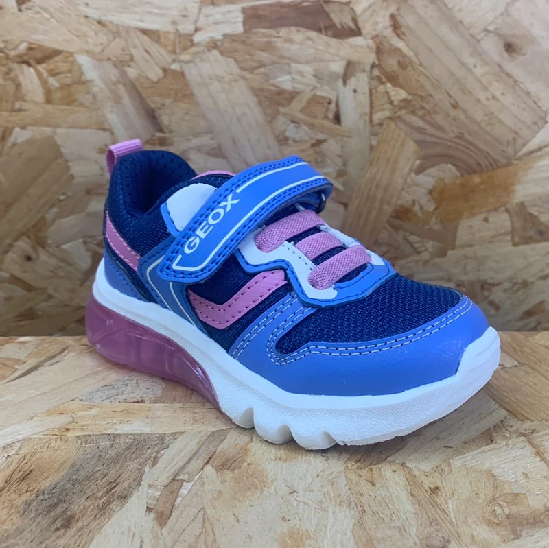 Geox Ciberdron Light Up Sneakers für Kinder – Marineblau/Rosa