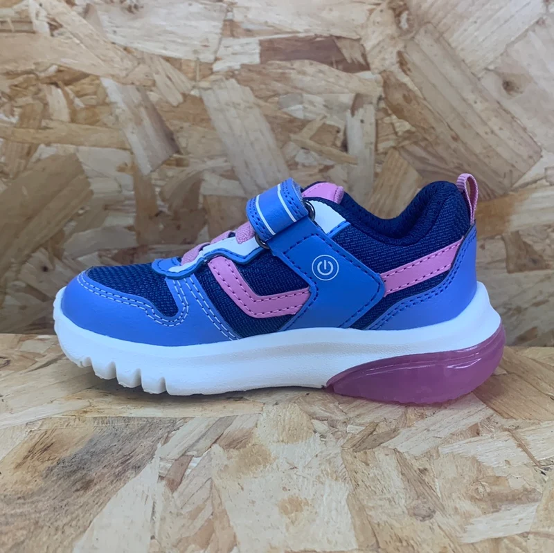 Geox Ciberdron Light Up Sneakers für Kinder – Marineblau/Rosa