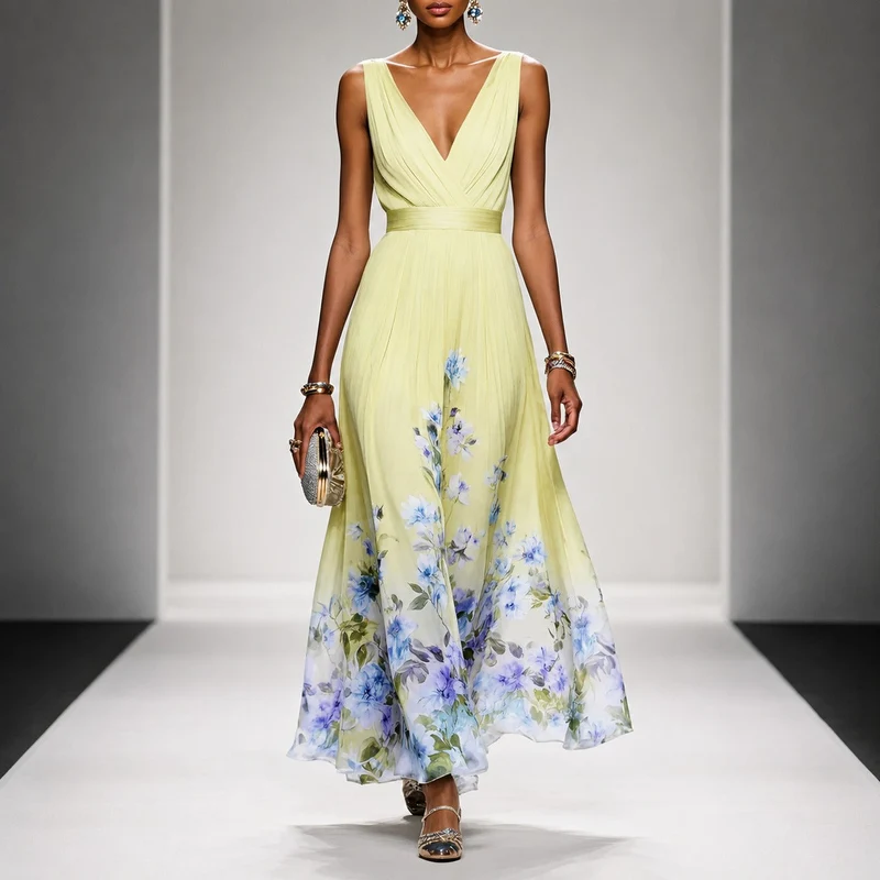 Tanisha - Florales Chiffon-Maxikleid