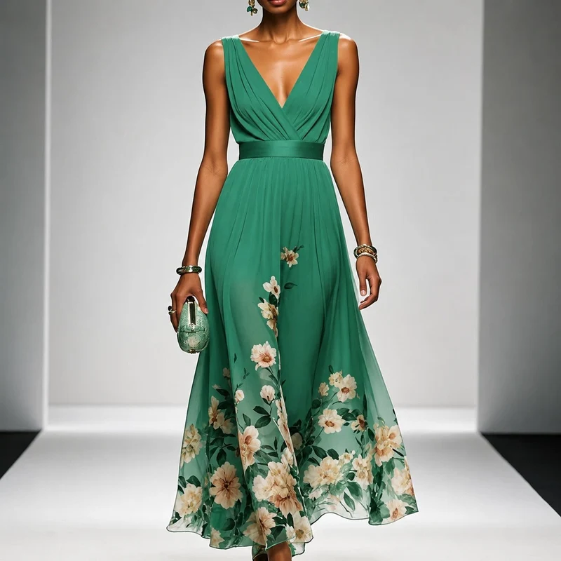 Tanisha - Florales Chiffon-Maxikleid