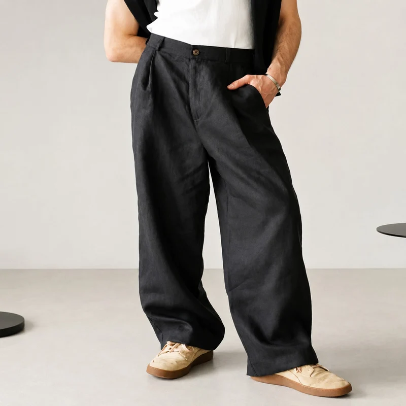Hashim - Bequeme Weite Plissierte Hose