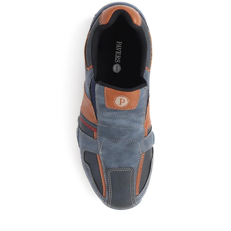 Wide Fit Slip-On Trainers - VSHI40003 / 325 701 - Navy Multi