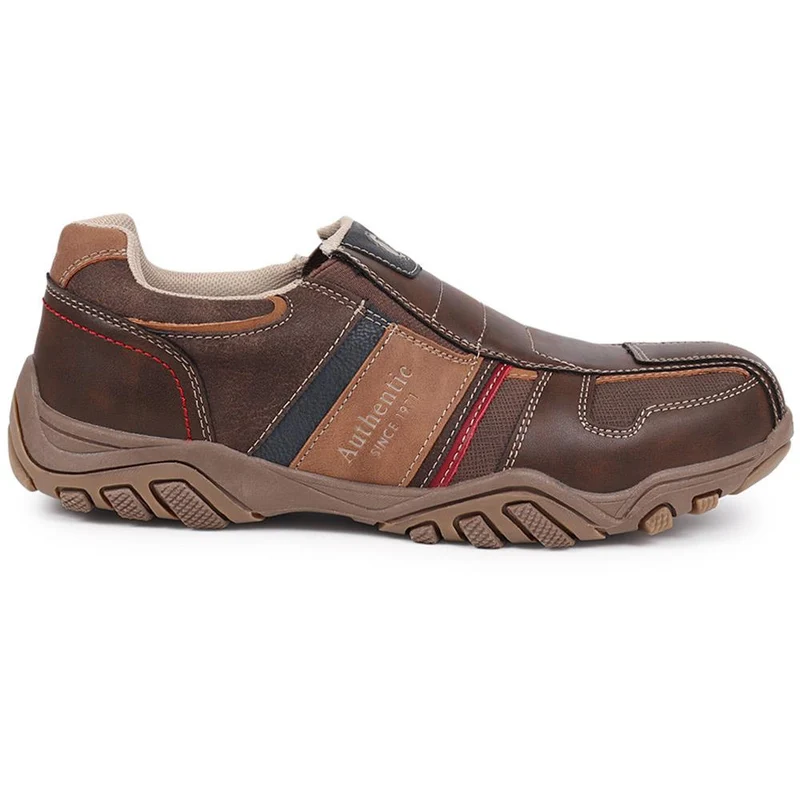 Wide Fit Slip-On Trainers - VSHI40003 / 325 701 - Brown Multi
