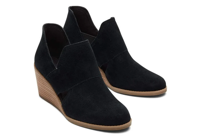 TOMS Kallie Cutout-Wildlederstiefel für Damen – Schwarz