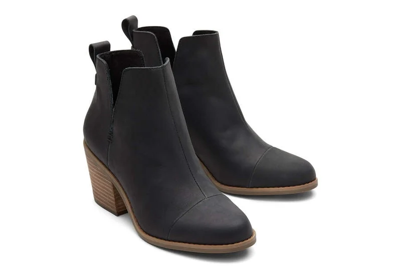 TOMS Everly Cutout-Lederstiefel für Damen – Schwarz