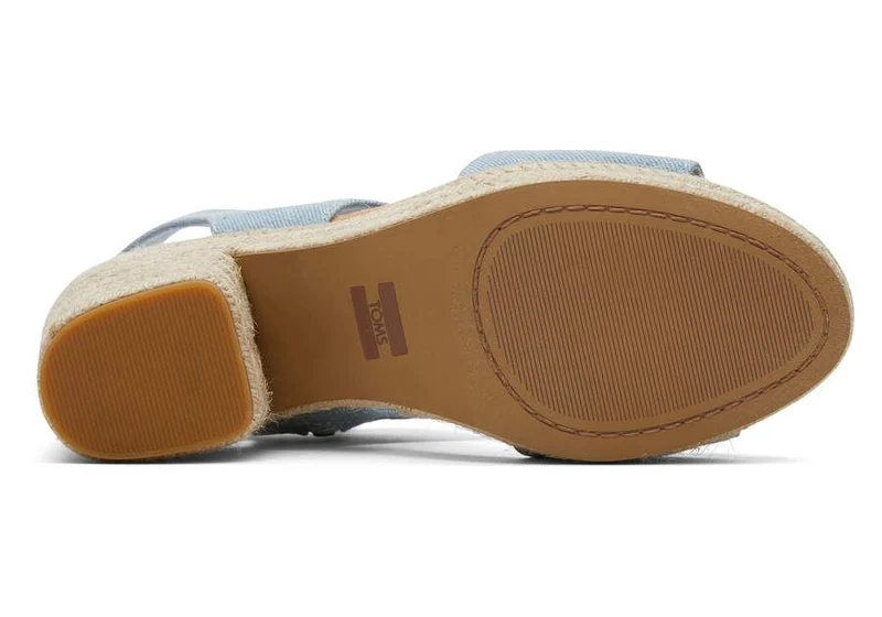 TOMS Plateau-Sandale „Mallorca“ für Damen – Pastellblau verwaschener Denim