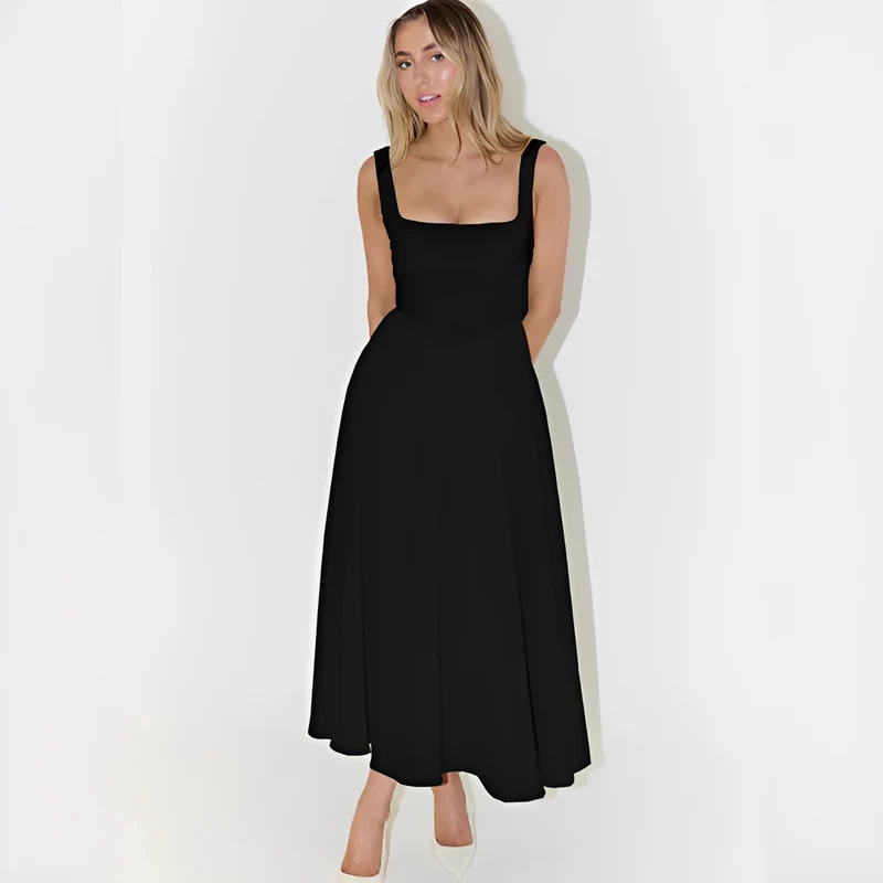 Fioren - Elegantes Midikleid mit Quadratischem Ausschnitt
