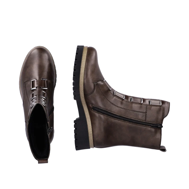 Remonte Damen-Stiefelette aus mit Fleece gefüttertem Leder – Braun