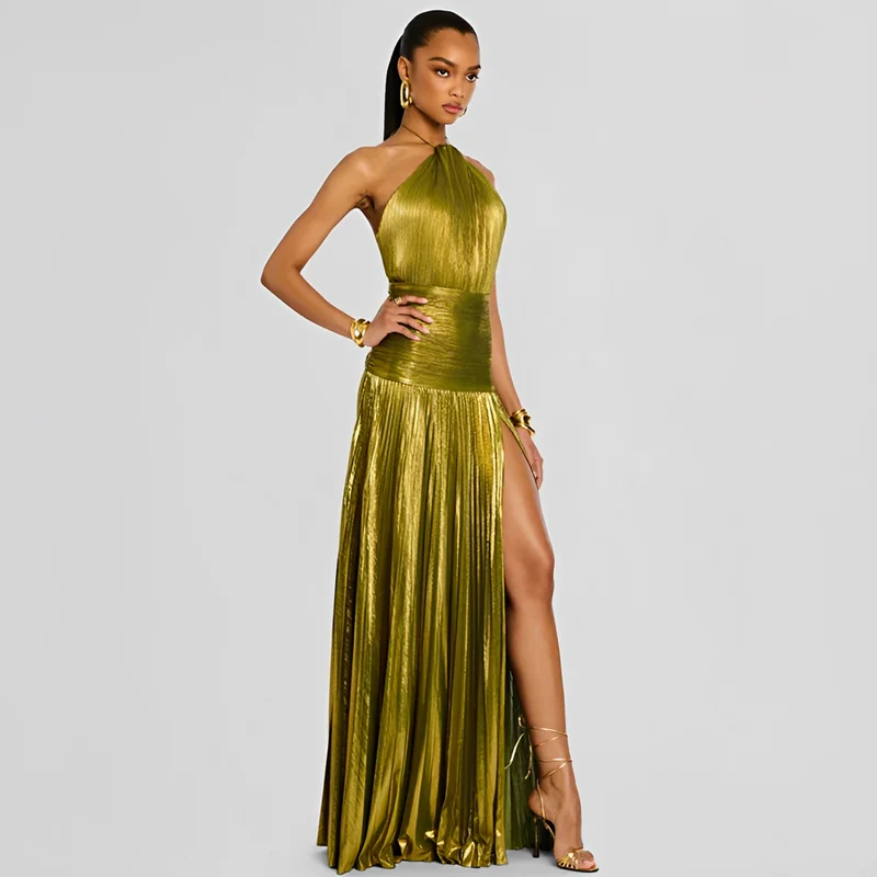 Naira - Stilvolles Kleid mit Falten und Schlitz